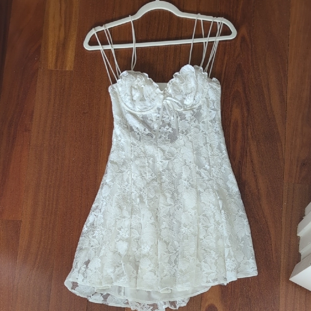 For Love And Lemons White Babydoll Mini Dress